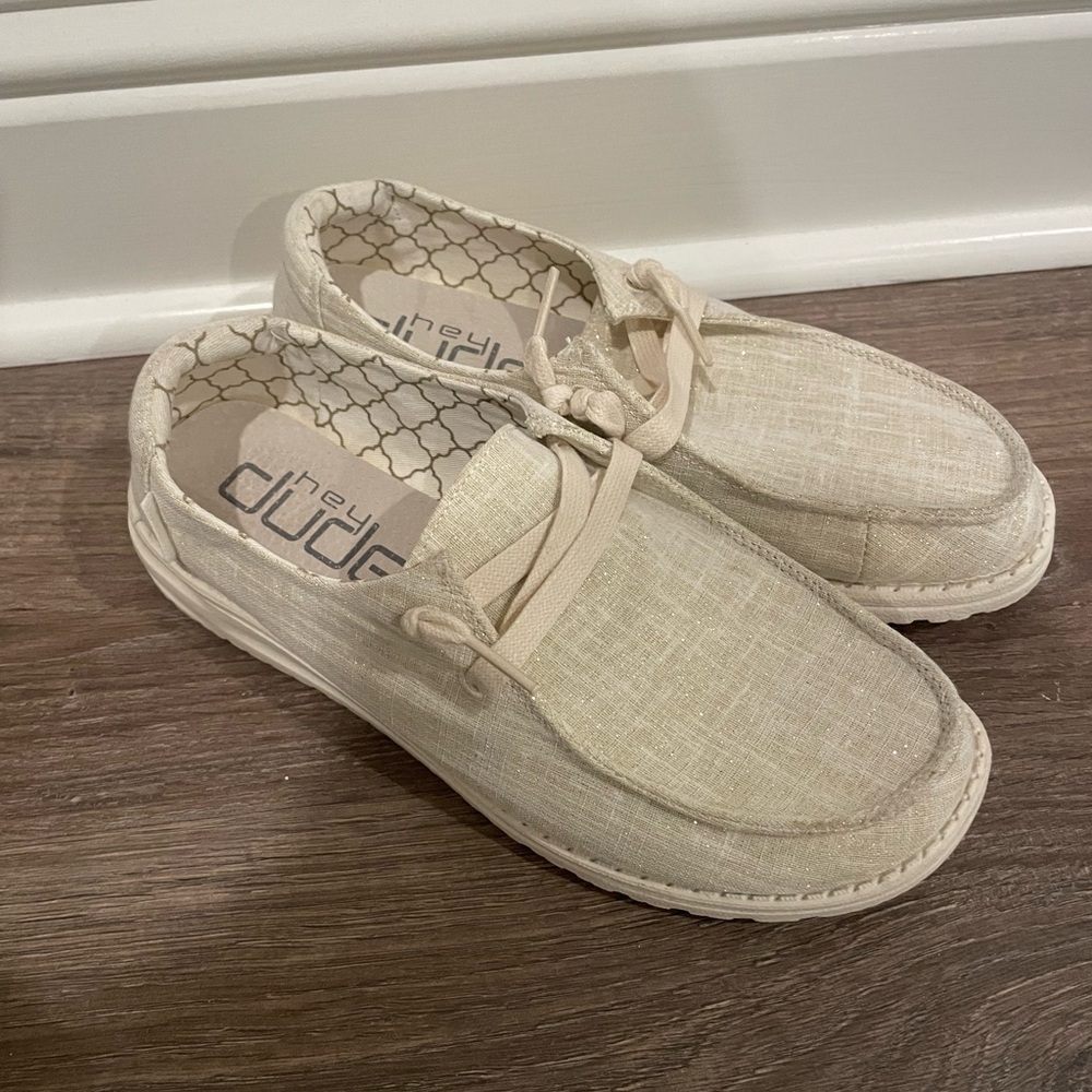Hey Dude Women’s Sparkling Gold Loafers